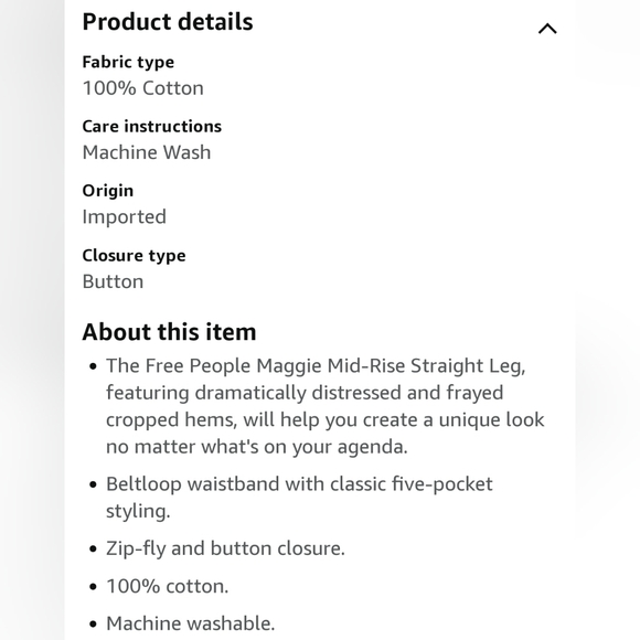 NWT We The Free People "Maggie" Mid Rise Straight Distressed Blue Jeans, Size 25 - Picture 11 of 13